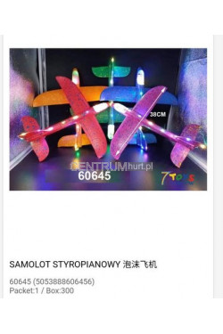 SAMOLOT STYROPIANOWY 38 CM 60645