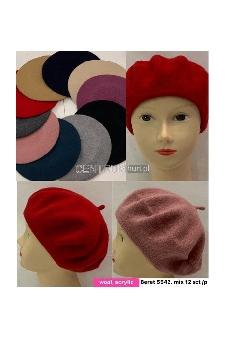 Beret NATURALNY POMPON FUTRO
