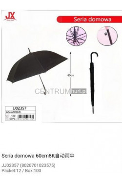 Parasol laska czarny 60 cm 8 drutów 02357