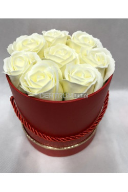 Flower box i kwiaty średni ECRU 8 RÓŻ 010205