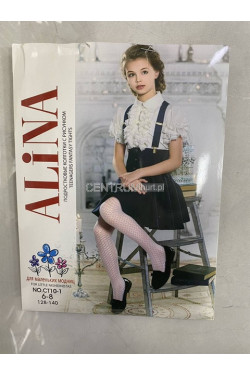 Rajstopy białe we wzorek (128-164) CT10-1