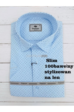 Koszula męska krótka rękaw SLIM Turecka (M-2XL) B1094