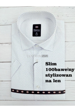 Koszula męska krótka rękaw SLIM Turecka (M-2XL) B1112