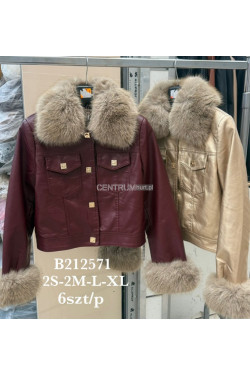 Kurtki skórzane damskie zimowe (S-XL) 2571