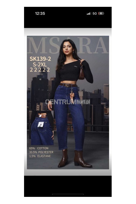 Jeansy damskie (30-38) MS5722 M.SARA PROMOCJA