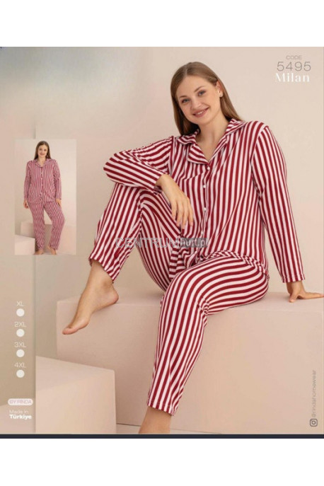 Piżama damska welur Turecka (XL-4XL) 1