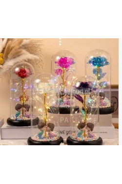 wieczna róża LED Z FIGURKAMI 13916