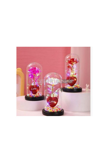 wieczna róża LED Z FIGURKAMI 13916