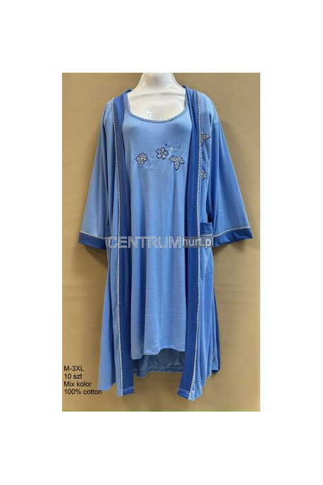 Komplet koszula ze szlafrokiem sztuczny jedwab 6671