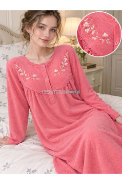 Koszula nocna damska ciepła frotte (M-3XL) 3105