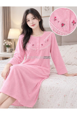 Koszula nocna damska ciepła frotte (M-3XL) 3106