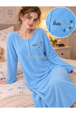 Koszula nocna damska ciepła frotte (M-3XL) 3107