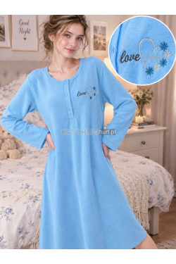 Koszula nocna damska ciepła frotte (M-3XL) 3109